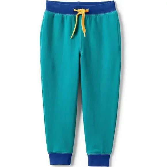 Lands' End Kids Large Iron Knee Jogger Sweatpants Spade Blue Colorblock NWOT - Picture 1 of 11